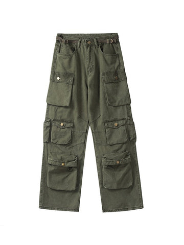 Pantalones cargo holgados con múltiples bolsillos para hombre