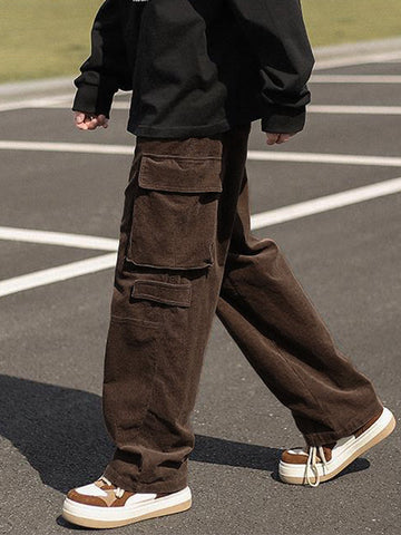 Herren Vintage Straight Cargohose mit aufgesetzten Taschen