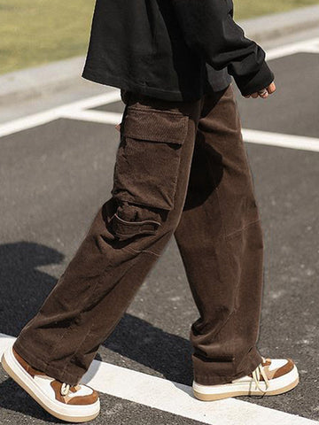 Herren Vintage Straight Cargohose mit aufgesetzten Taschen