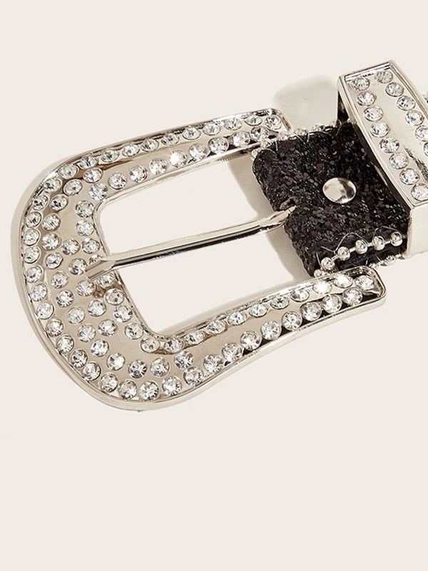 Rhinestone Embellished Sequin Buckle Belt