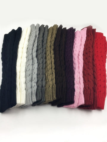 Solid Color Cable Knit Leg Warmer