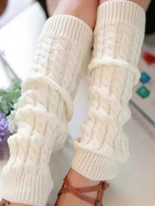 Solid Color Cable Knit Leg Warmer