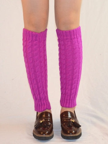 Solid Color Cable Knit Leg Warmer