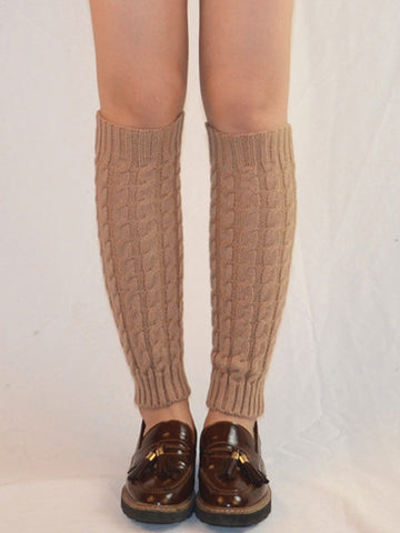 Solid Color Cable Knit Leg Warmer