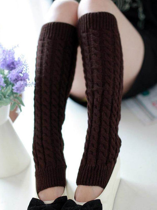 Solid Color Cable Knit Leg Warmer