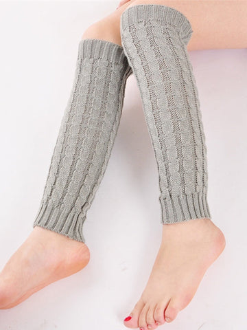 Solid Color Cable Knit Leg Warmer