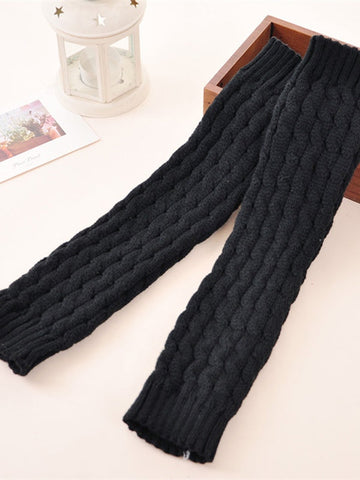 Solid Color Cable Knit Leg Warmer