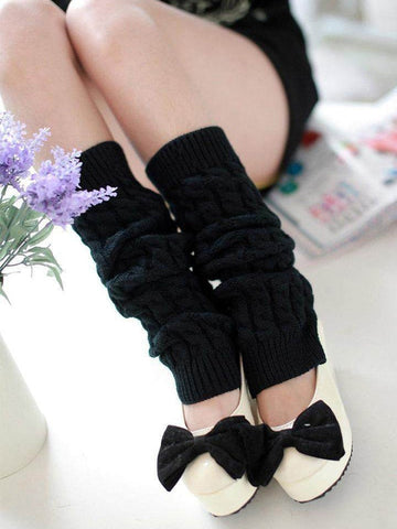 Solid Color Cable Knit Leg Warmer