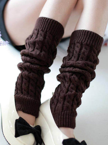 Solid Color Cable Knit Leg Warmer