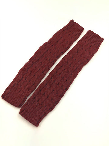 Solid Color Cable Knit Leg Warmer