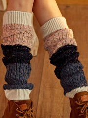 Color Block Cable Knit Leg Warmer