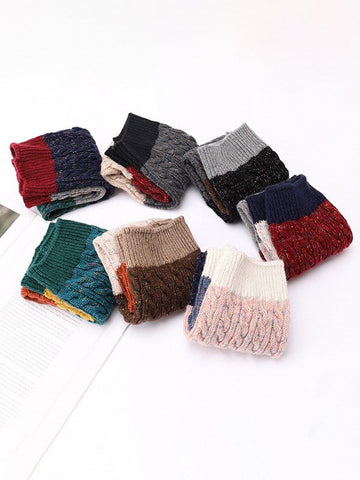 Color Block Cable Knit Leg Warmer