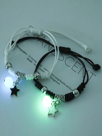 Pulsera de cuerda luminosa con dije de estrella de 2 piezas