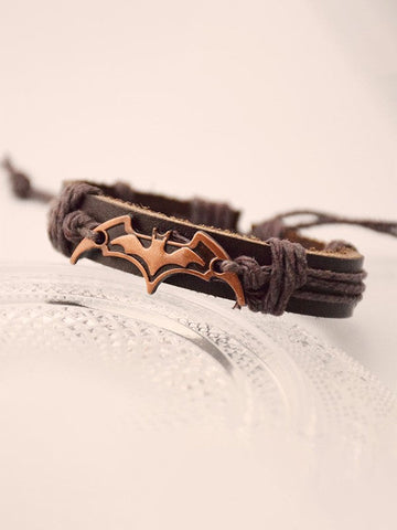 Adjustable Bat Pattern Pu Leather Bracelet