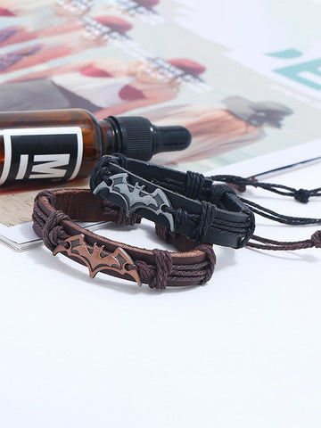 Adjustable Bat Pattern Pu Leather Bracelet