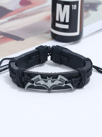 Adjustable Bat Pattern Pu Leather Bracelet