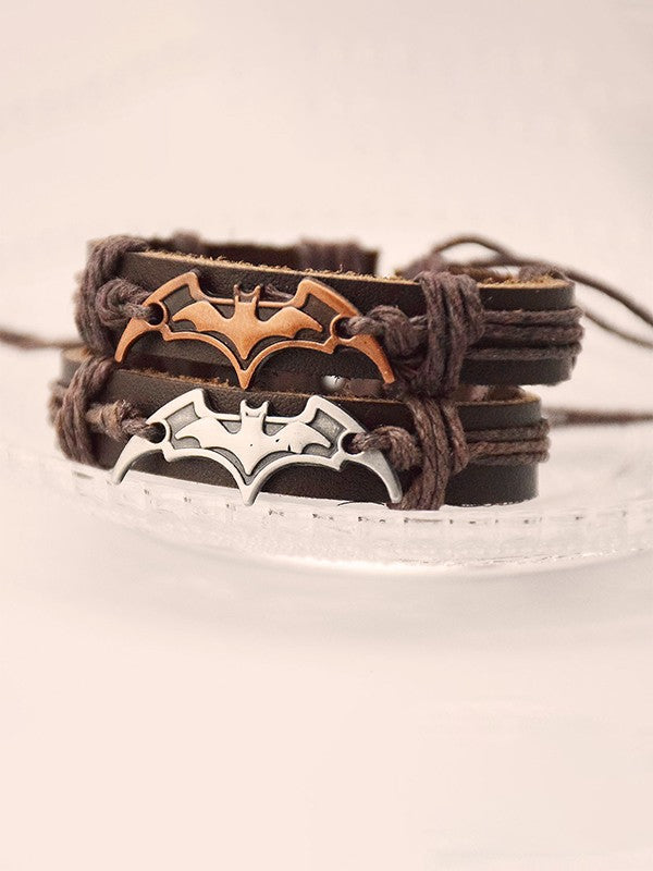 Adjustable Bat Pattern Pu Leather Bracelet