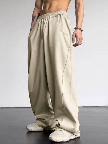 Pantalones casuales holgados con paneles para hombre