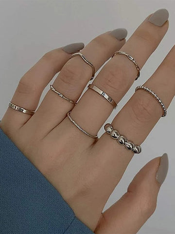 8-teiliges schlichtes Fingerring-Set