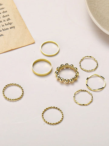 8-teiliges schlichtes Fingerring-Set