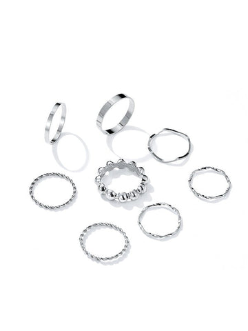 8-teiliges schlichtes Fingerring-Set