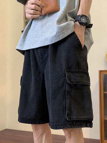 Herren-Cargo-Jeansshorts mit verwaschener, lockerer Passform