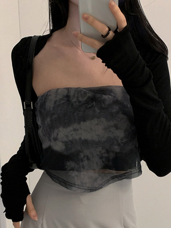 Thumb Hole Design Bolero Knit Top