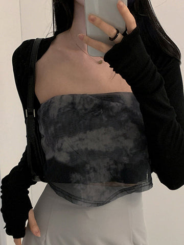 Thumb Hole Design Bolero Knit Top