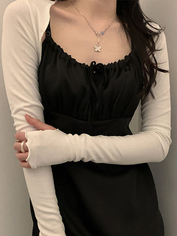 Thumb Hole Design Bolero Knit Top