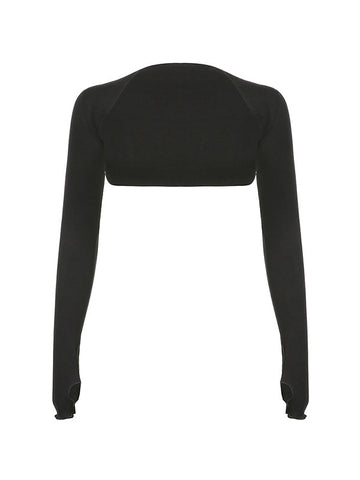 Thumb Hole Design Bolero Knit Top