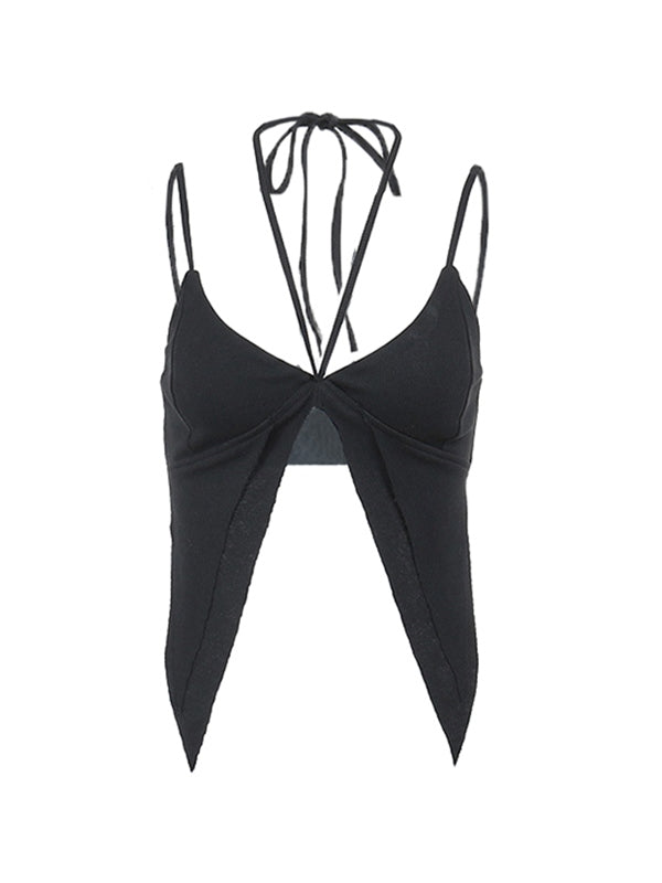 Asymmetrisches, geripptes Neckholder-Camisole