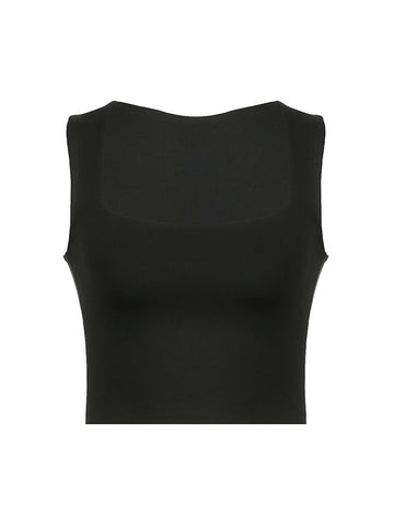 Schlichtes schwarzes kurzes Tanktop