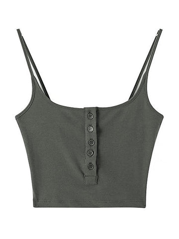 Button Front Crop Cami Top