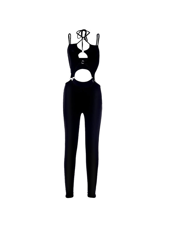 Black Cutout Halter Cami Jumpsuit