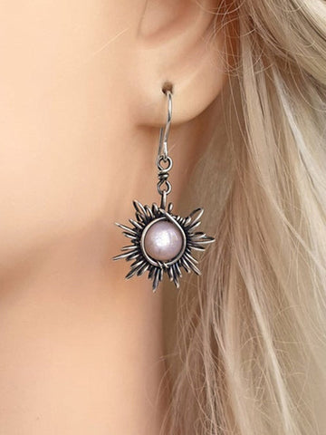 Boho Sun Moon Pendant Stud Earring