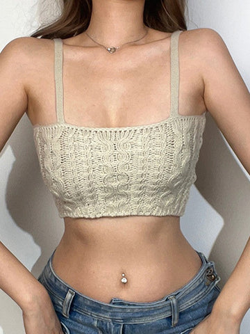 Cable Knit Crop Cami Top