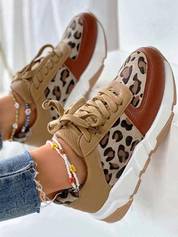 PU Leopard Casual Sneakers