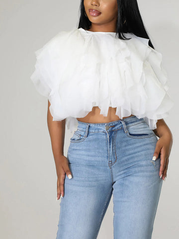 Sleeveless Tulle Tops