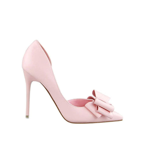 Bezaubernde, auffällige D'Orsay-Pumps mit Schleife und spitzer Zehenpartie - Rosa