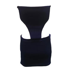 Alluring Rib Knit Cut Out Bodycon Strapless Mini Dress - Navy Blue
