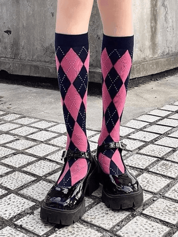 Kniestrümpfe mit Argyle-Muster