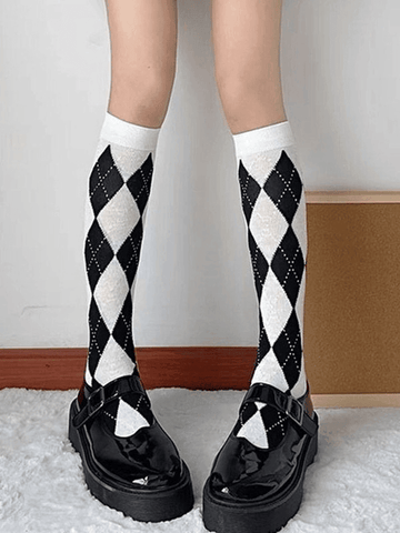 Kniestrümpfe mit Argyle-Muster