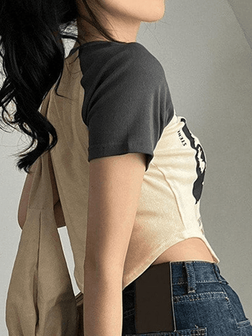Crop-Top mit Vintage-Print