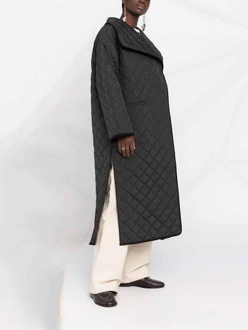 Abrigo acolchado de algodón con entramado