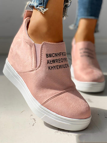 Suede Letter Pattern Casual Sneakers