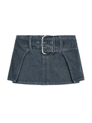 Belted Ultra Denim Cargo Mini Skirt