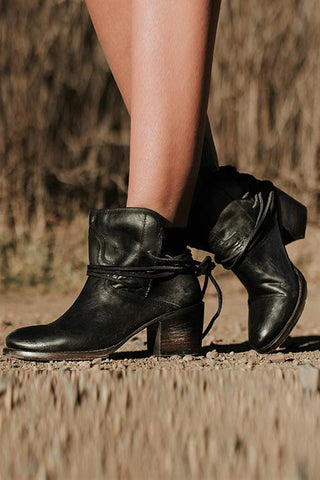 Lace Up Chunky Heels Ankle Boots