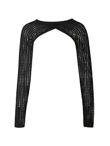 Schwarzes, ausgehöhltes Shrug-Häkelstricktop