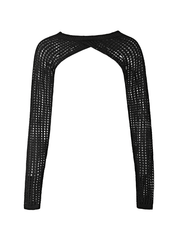 Black Hollow Out Shrug Crochet Knit Top