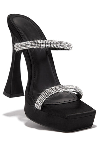 Rhinestone Square Toe Heels